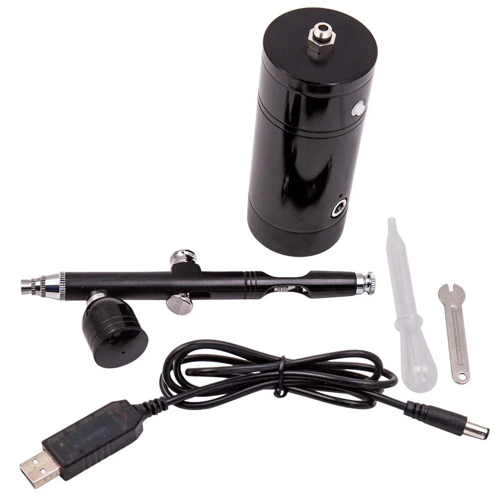 Air Compressor Airbrush Kit Set of 4 0.3mm Aluminum Black