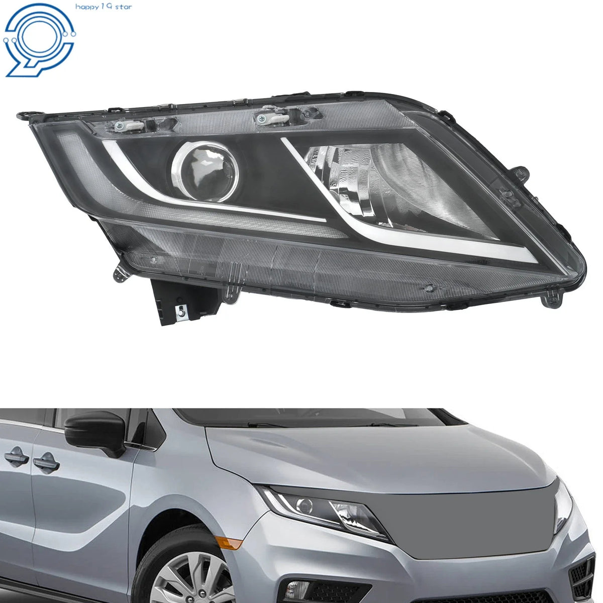 LED DRL Halogen Headlight Assembly Right Side for Honda Odyssey 2018-2020