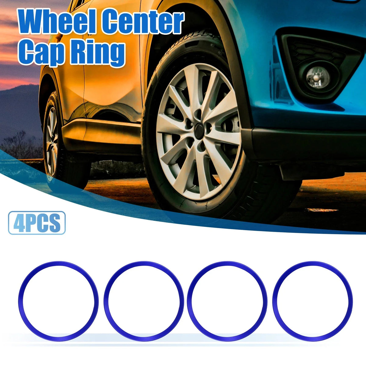 Set of 4 Wheel Rim Center Cap Hub Rings for Mazda 3 CX-30 Blue