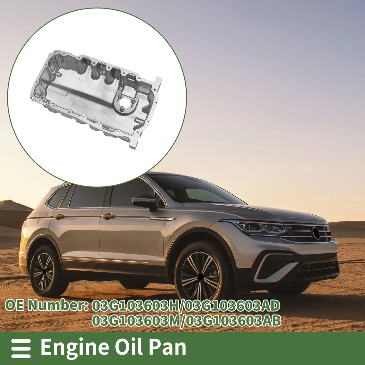 1 Pc Engine Oil Pan for Volkswagen Tiguan (2009–2018) No.03G103603H Aluminum