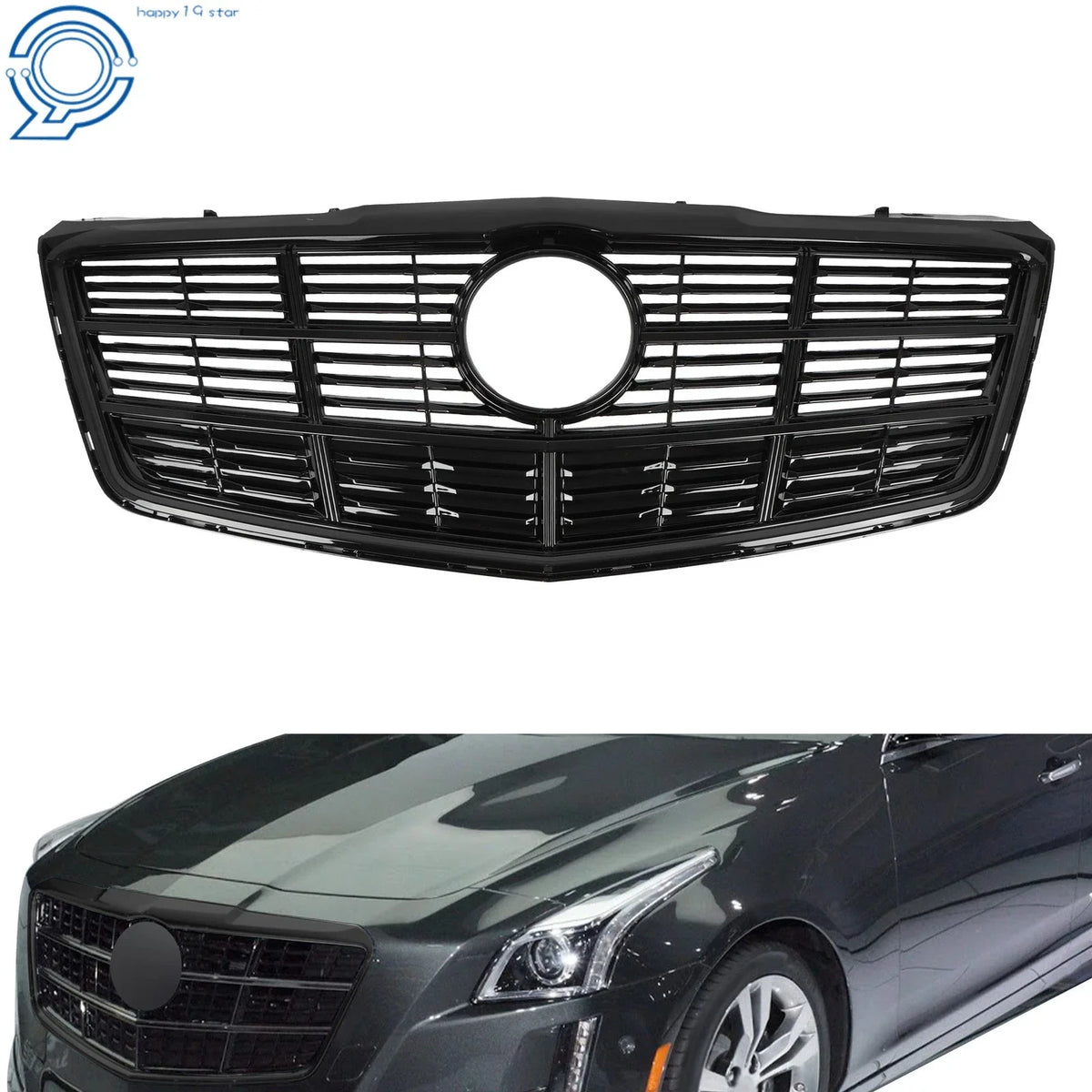 Honeycomb Front Bumper Grille for Cadillac CTS (2014–2015) Gloss Black