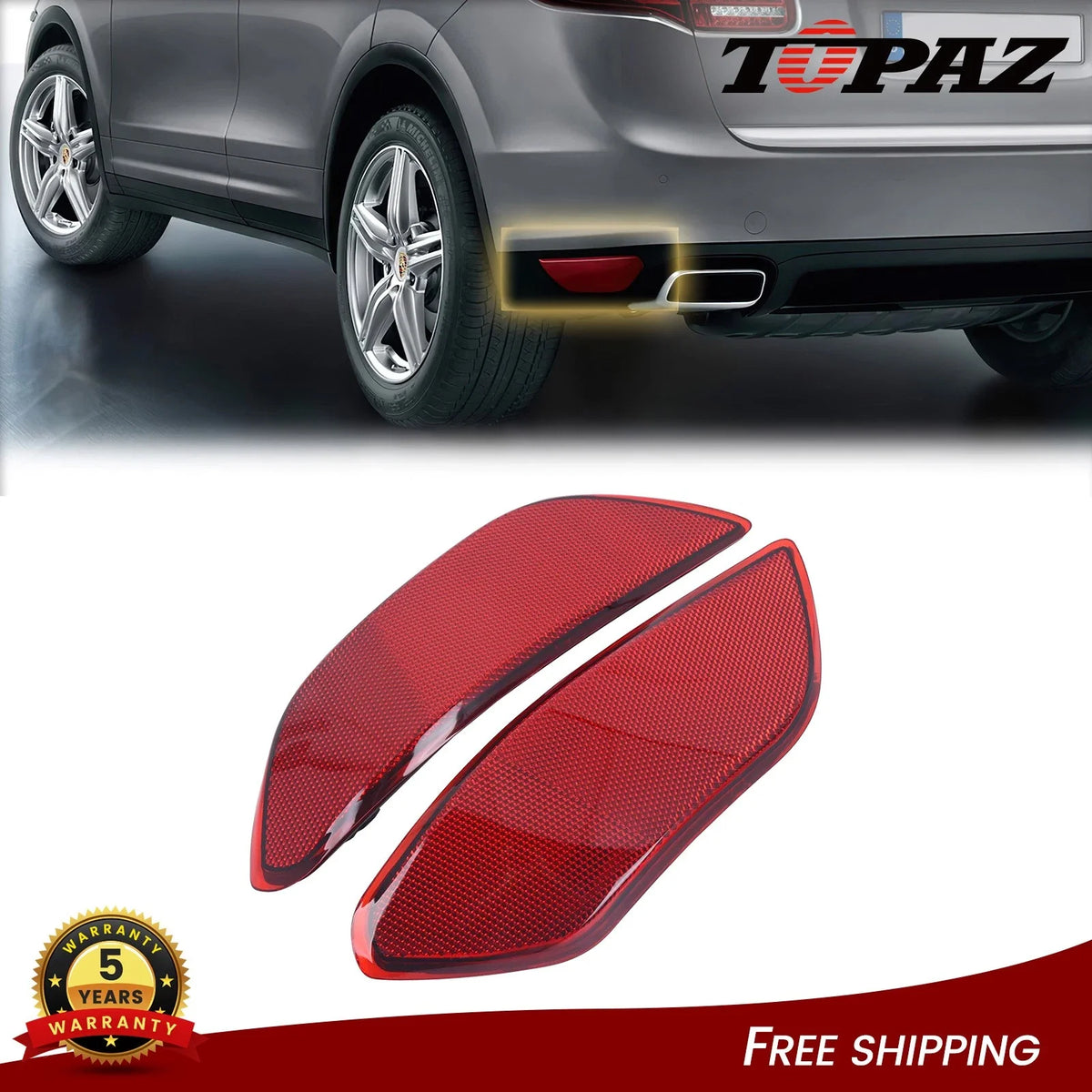 Set of 2 Rear Bumper Reflector Tail Lamps for Porsche Cayenne (2011–2014)
