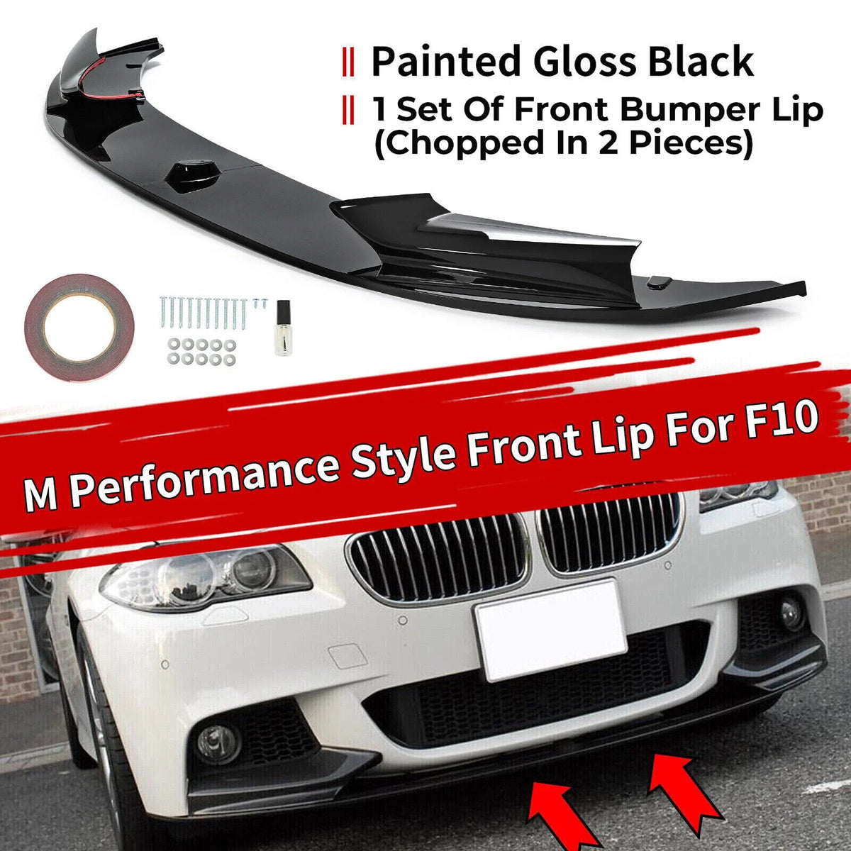 Front Lip Spoiler for BMW F10 520i 528i 550i Gloss (2011-2016)