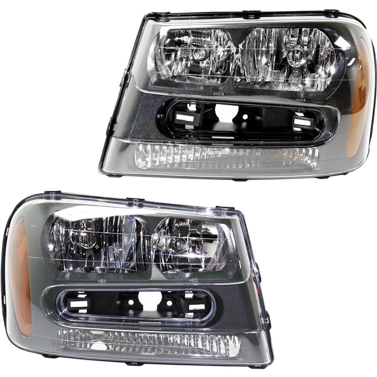 Halogen Headlight Set for Chevy Trailblazer (2002–2009) Left & Right w/Bulbs