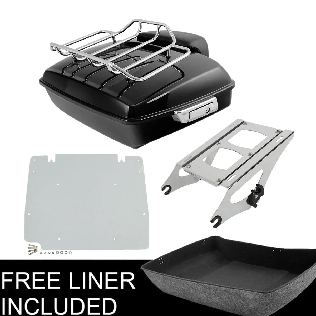 Mount Rack Plate & Chopped Trunk Backrest for Harley Road Glide 2014-2023