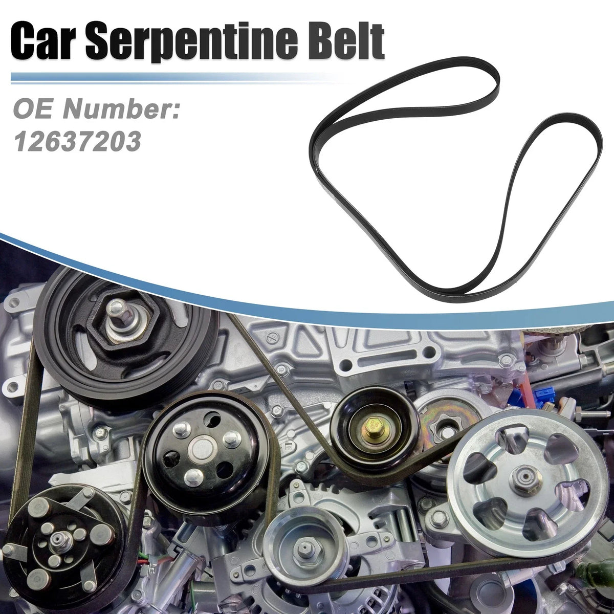 Serpentine Belt for Mazda B3000 3.0L (2002–2003) No. 12637203 Rubber Black