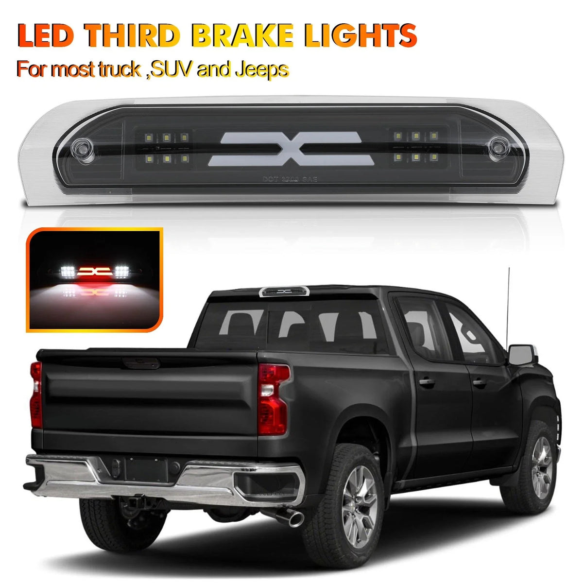 Clear Lens 3rd Brake Light for Dodge Ram (2002–2009) with Black Housing