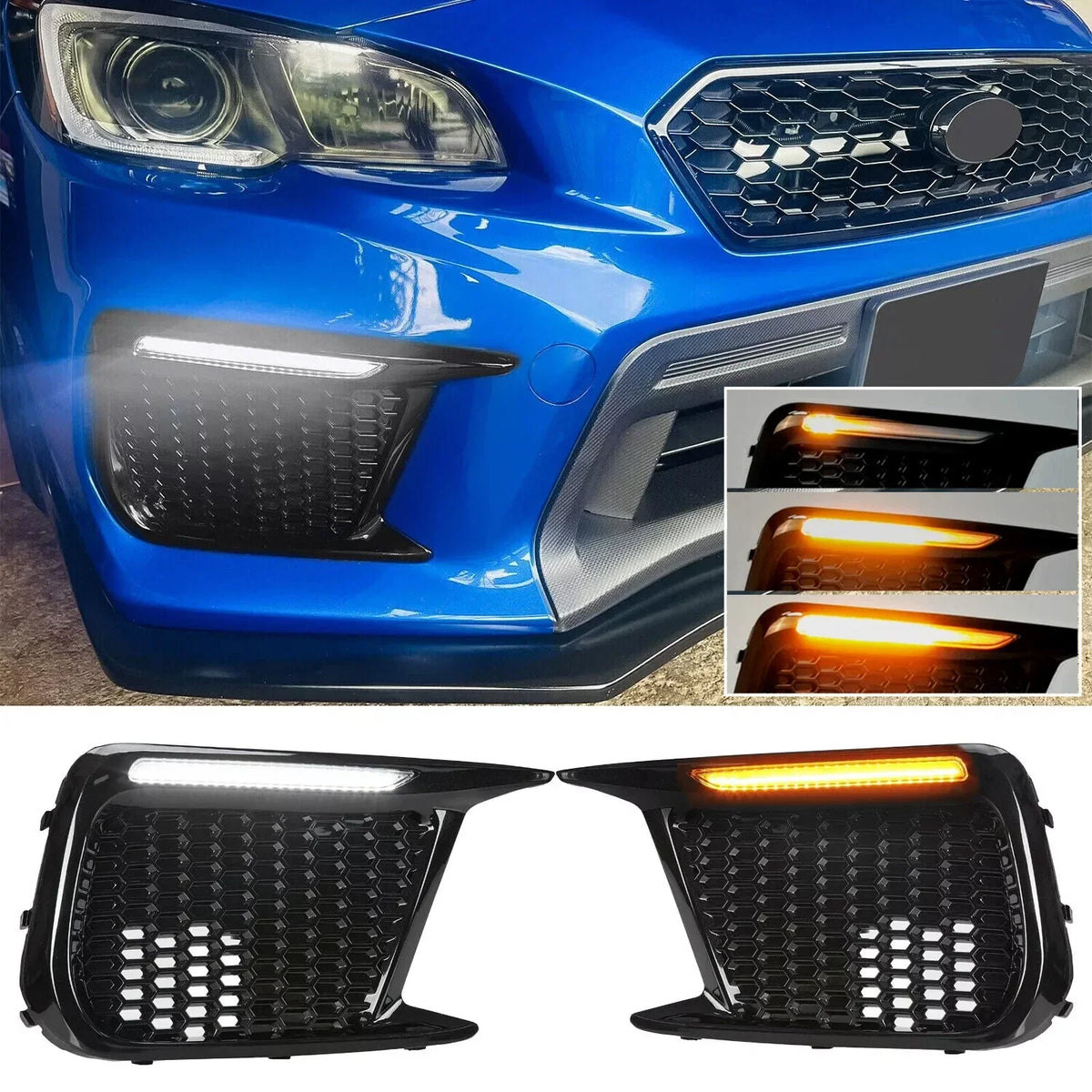 LED DRL Fog Light Bezels for Subaru WRX STI (2018-2021) LH+RH