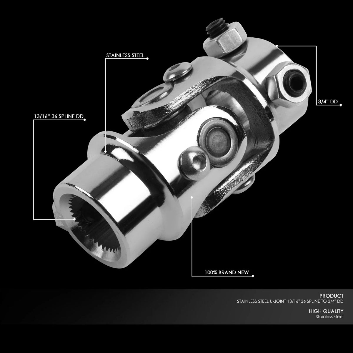 Universal Steering Shaft U-Joint 13/16" 36 Spline 3/4" DD