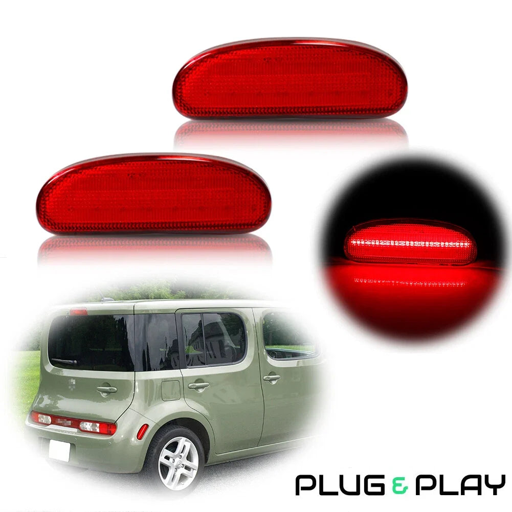 Red LED Rear Bumper Fender Side Marker Lights for Nissan Cube (2009–2014)