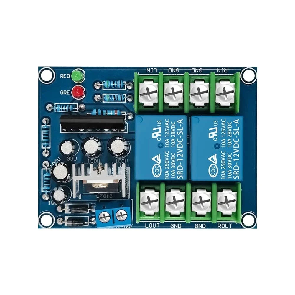 Dual Channel Audio Relay Protector Board 10A 12V 18V for Speaker Protection