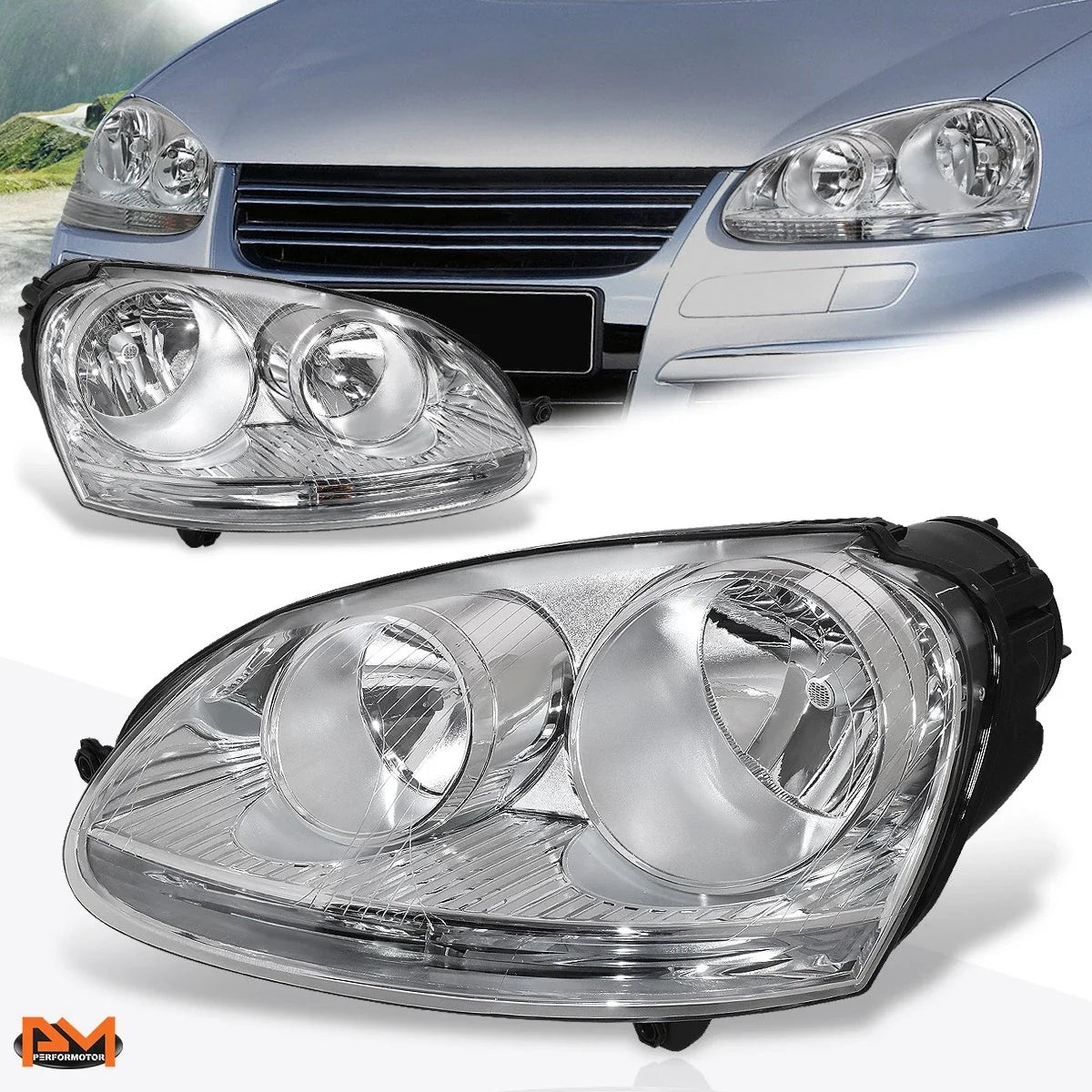 Chrome Housing Clear Corner Headlight for Jetta MK5 2005-2010