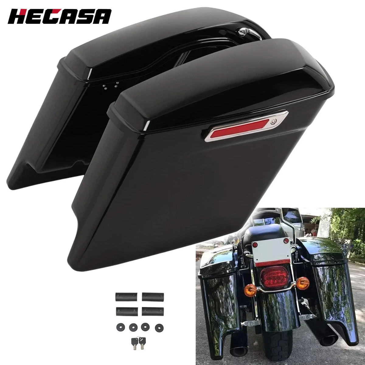 5" Stretched Saddle Bags for Touring Harley Davidson Road Glide 1993-2013
