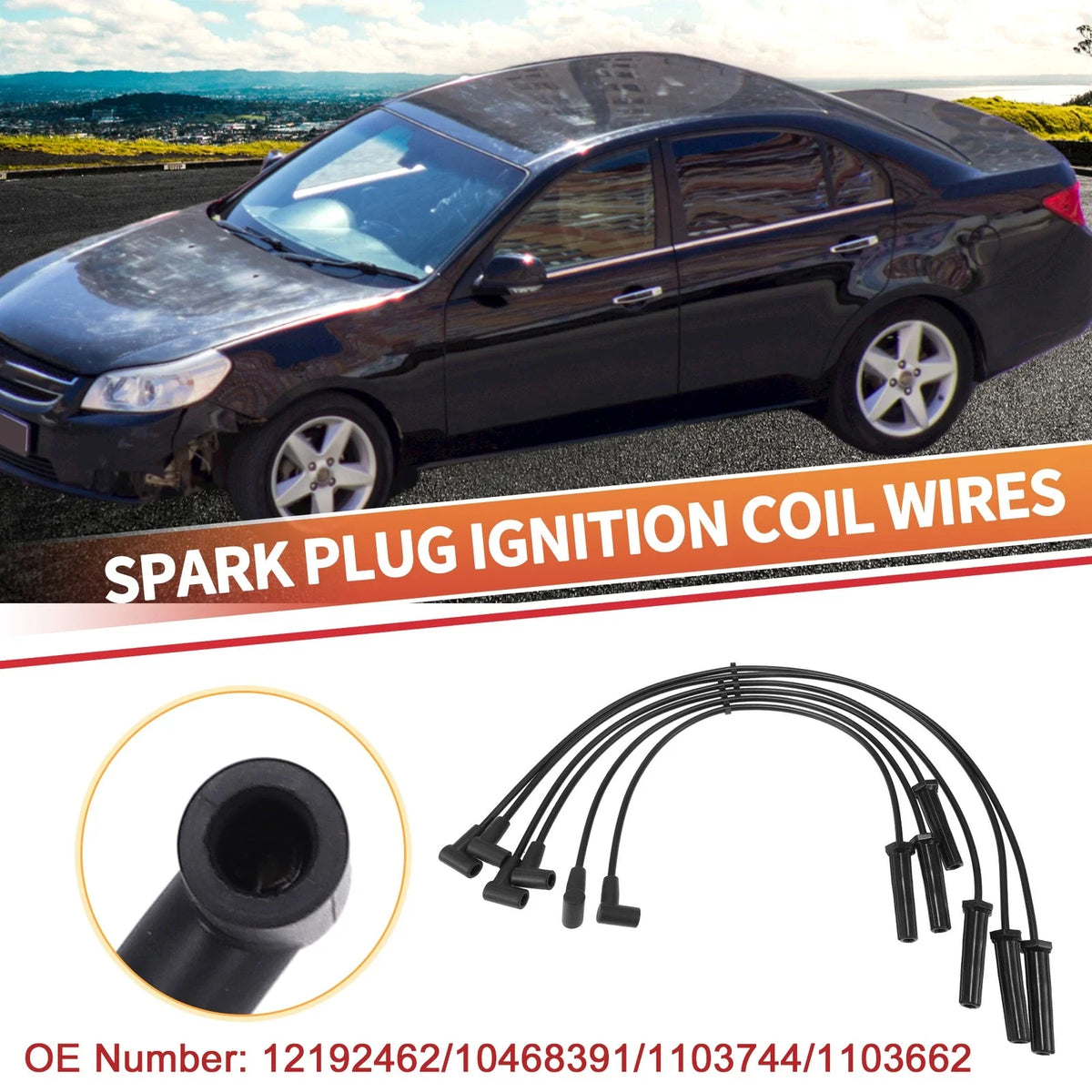 6 Pcs Spark Plug Wire Ignition Coil Cable No. 12192462 for Buick Century (2000–2005)