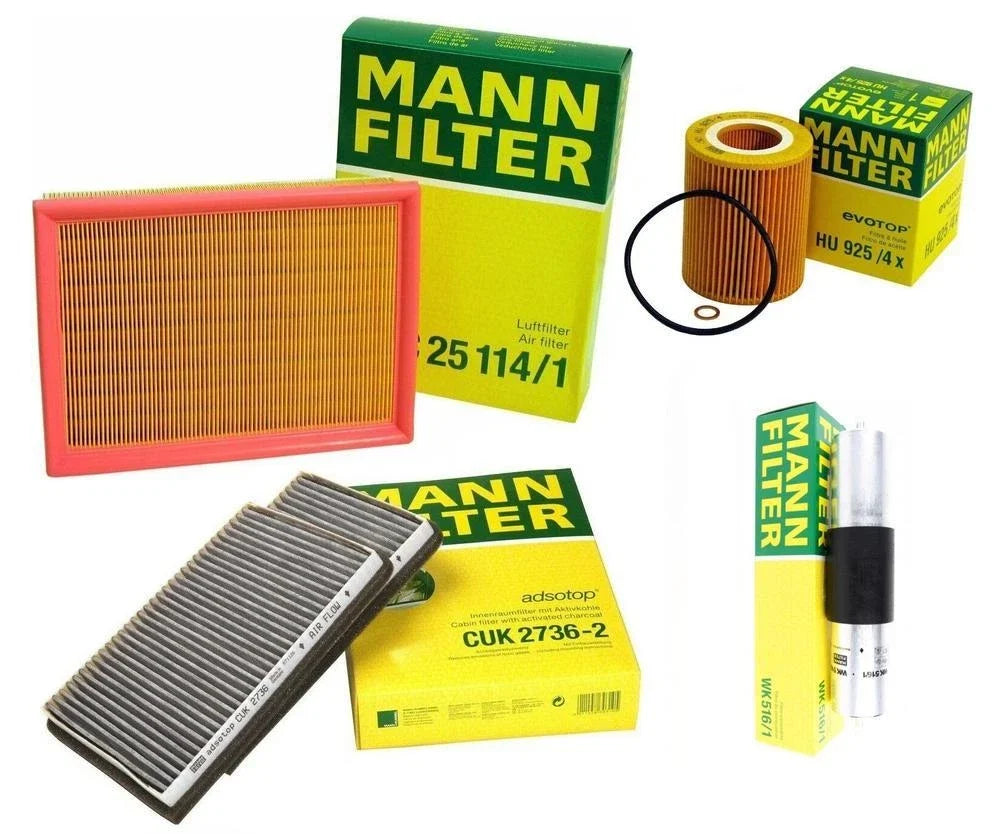 Set of 2 Mann Oil Air Carbon Cabin Fuel Filters for BMW E39 528i (1997–2000)