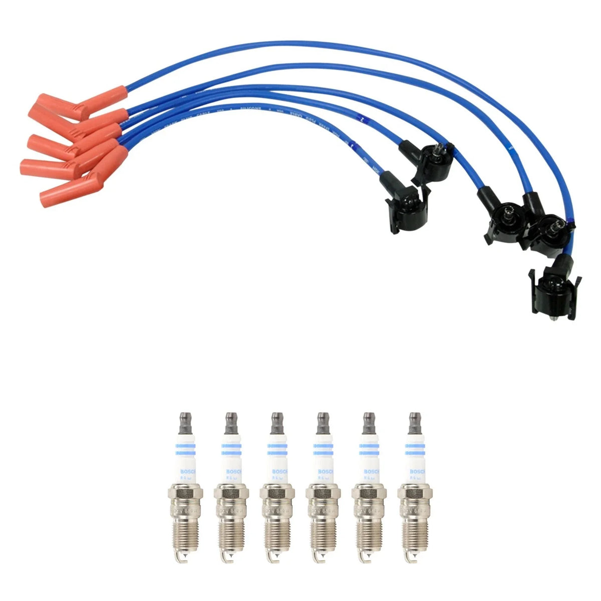 NGK 8mm Wire Set & Bosch Platinum Spark Plug Kit for Ford Explorer Ranger (1991–2001)