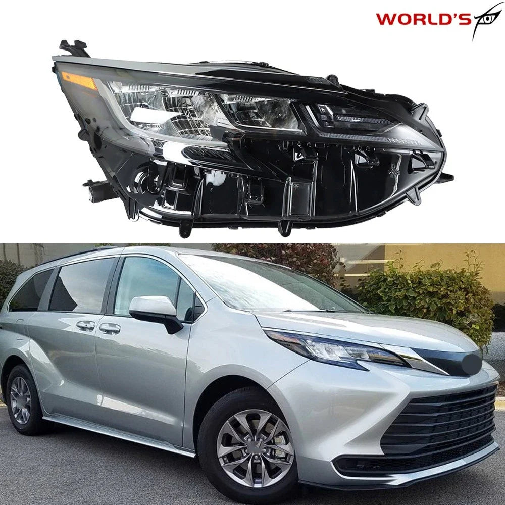 Right Headlight for Toyota Sienna (2021–2022) LED Chrome Bezel