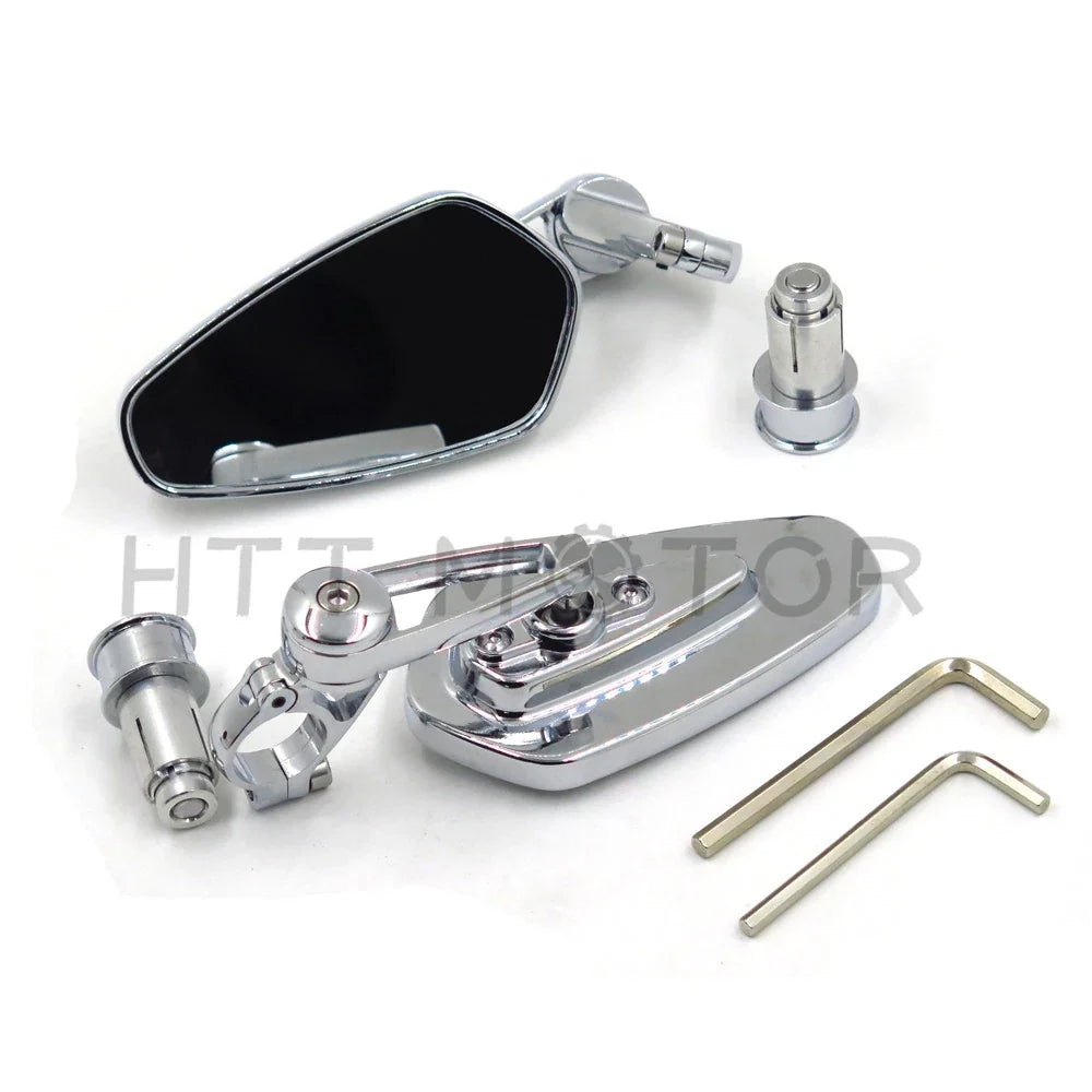Universal Motorcycle 1" 25mm CNC Aluminum Handle Bar End Mirrors