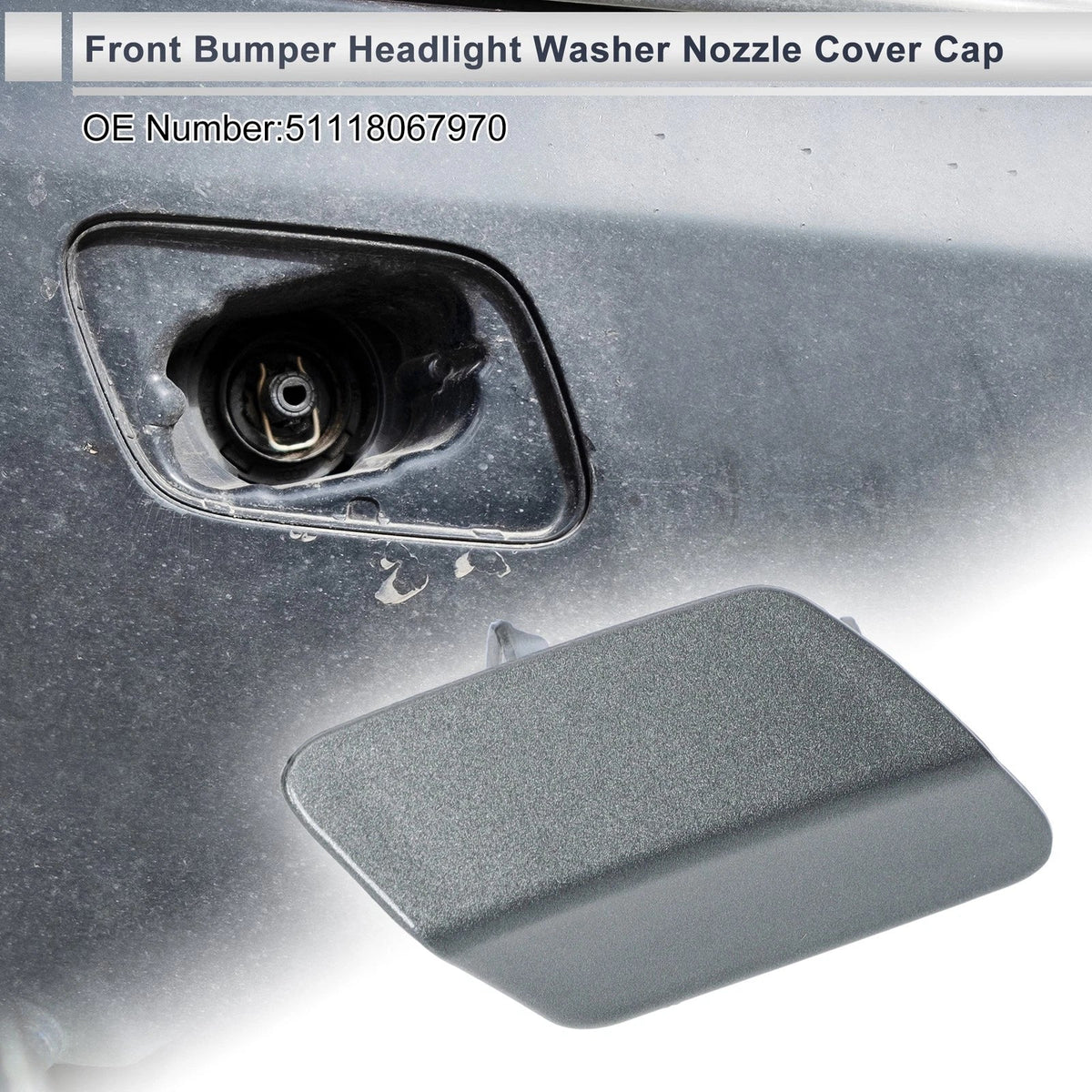 Bumper Headlight Washer Nozzle Cover Cap for BMW 320i (2012–2013) Grey