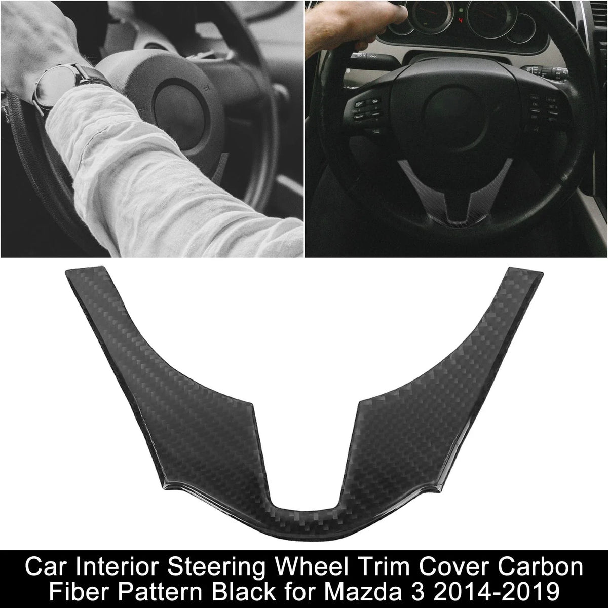 Carbon Fiber Steering Wheel Trim Cover for Mazda 3 (2014–2016)