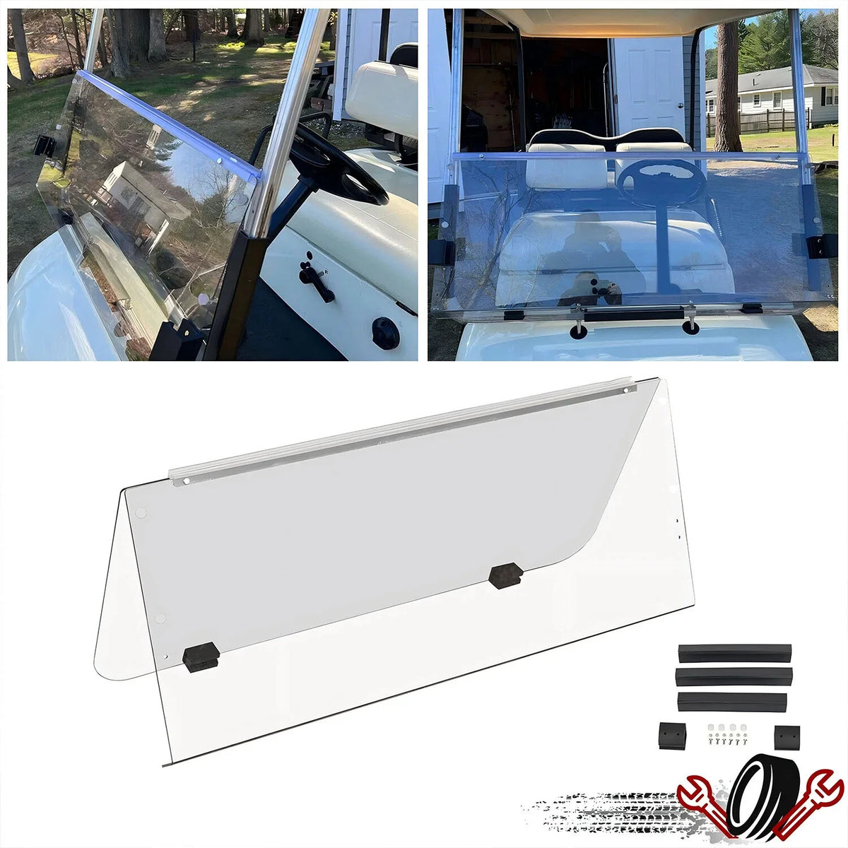 Clear PC Folding Windshield for Yamaha Golf Cart G14 G16 G19 (1995–2002)