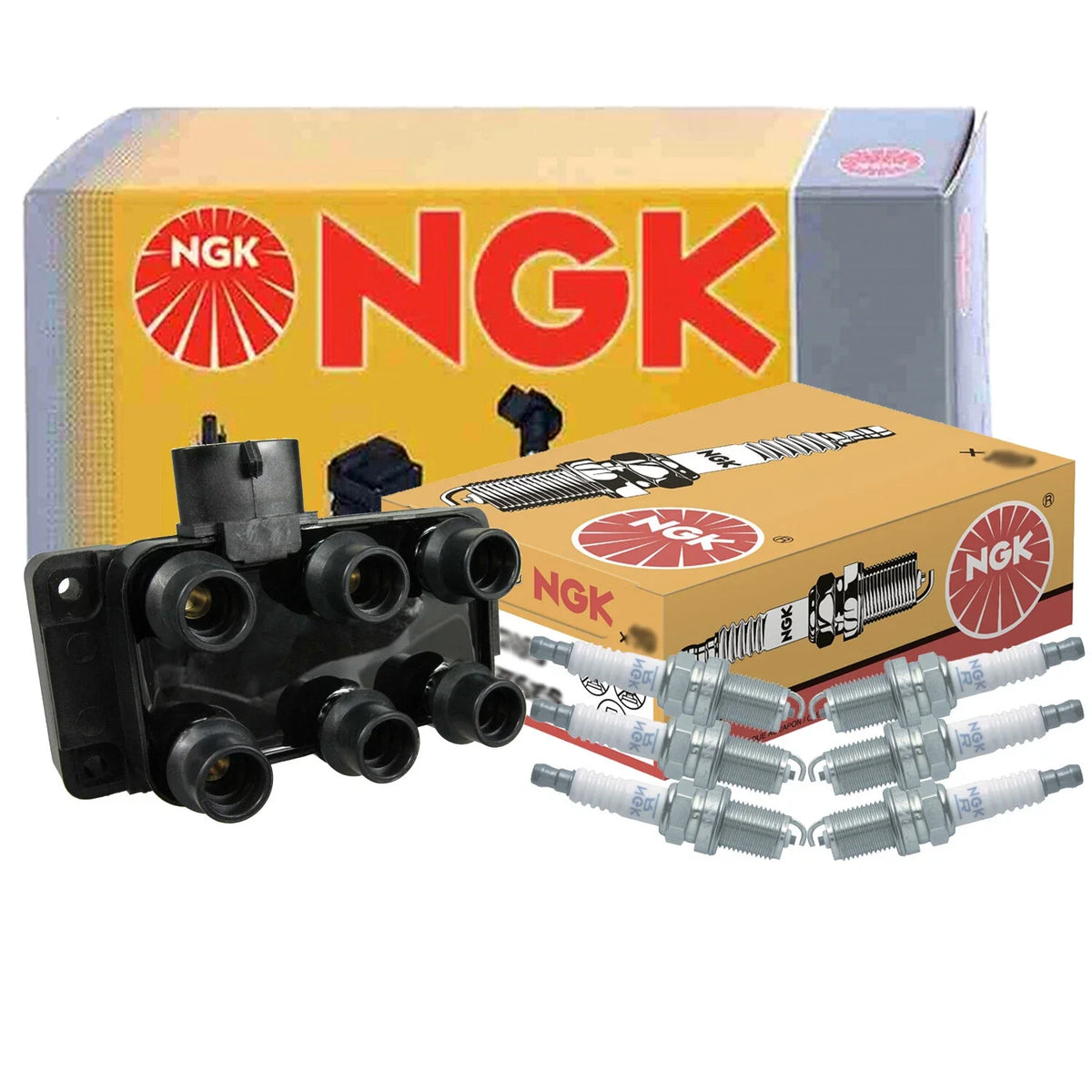 NGK DIS Ignition Coil & 6 Spark Plugs Kit for Ford Taurus