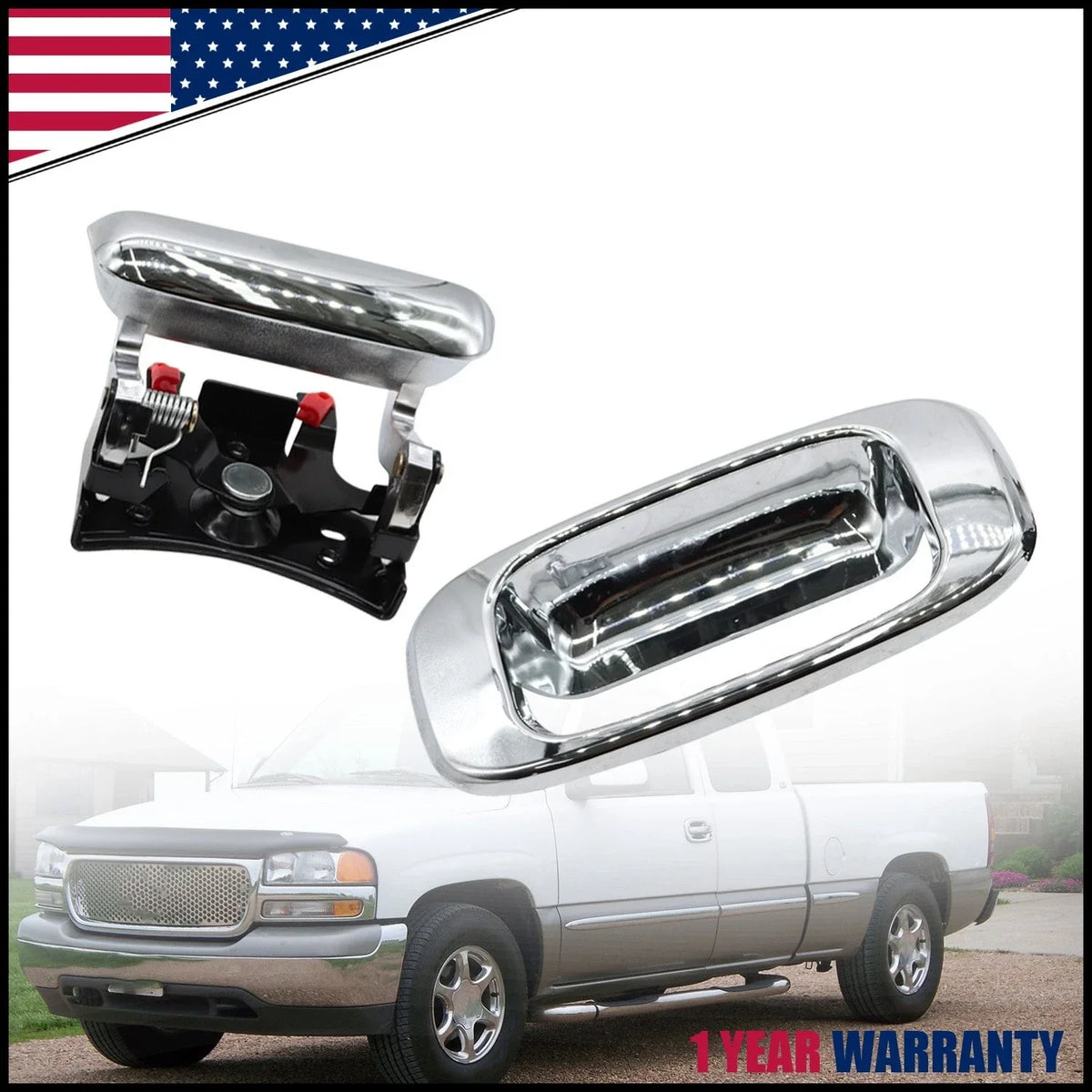Chrome Tailgate Handle & Bezel Lock Set for Chevy Silverado GMC Sierra (1999–2007)