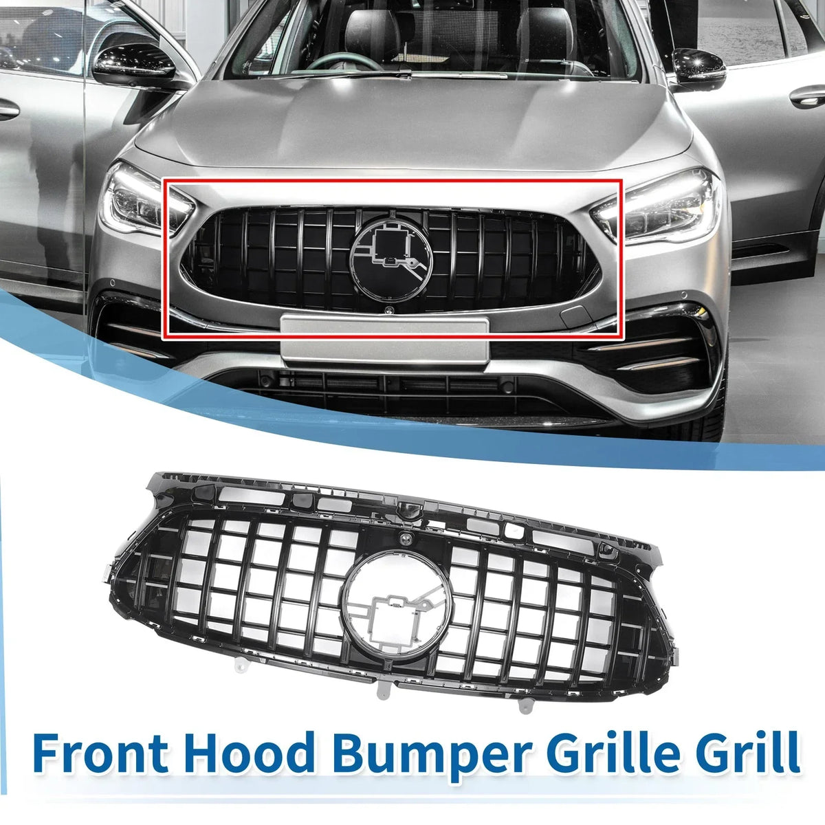 Front Bumper Grille in Black for Mercedes-Benz GLA-Class AMG