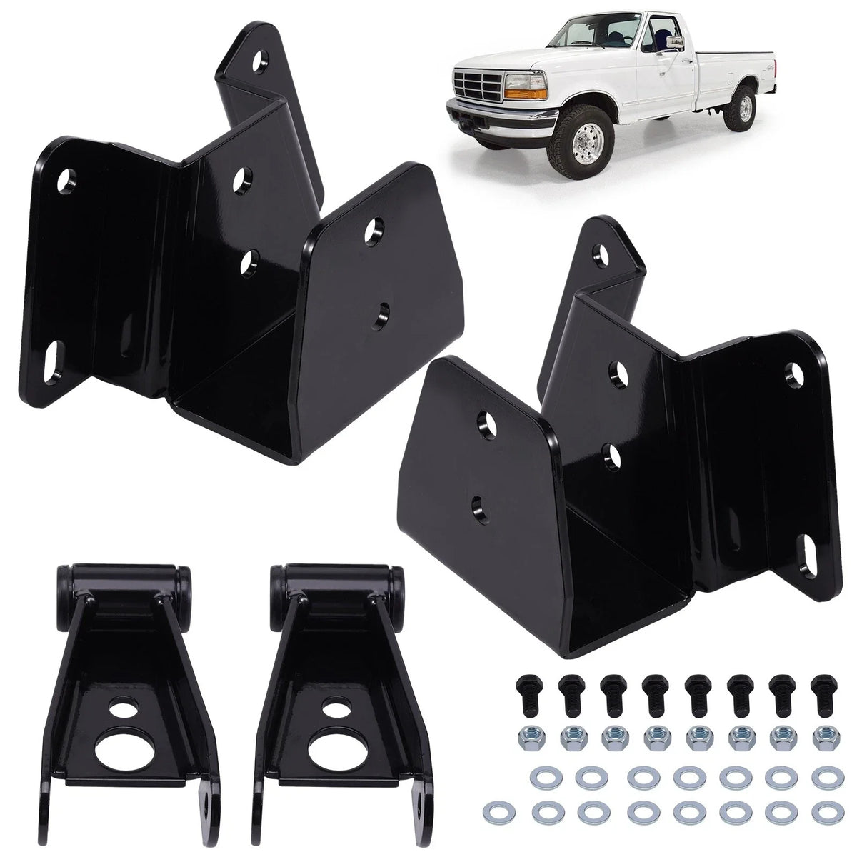 4" Drop Shackles and Rear Leaf Spring Hanger Kit for Ford F150 F100 73-79
