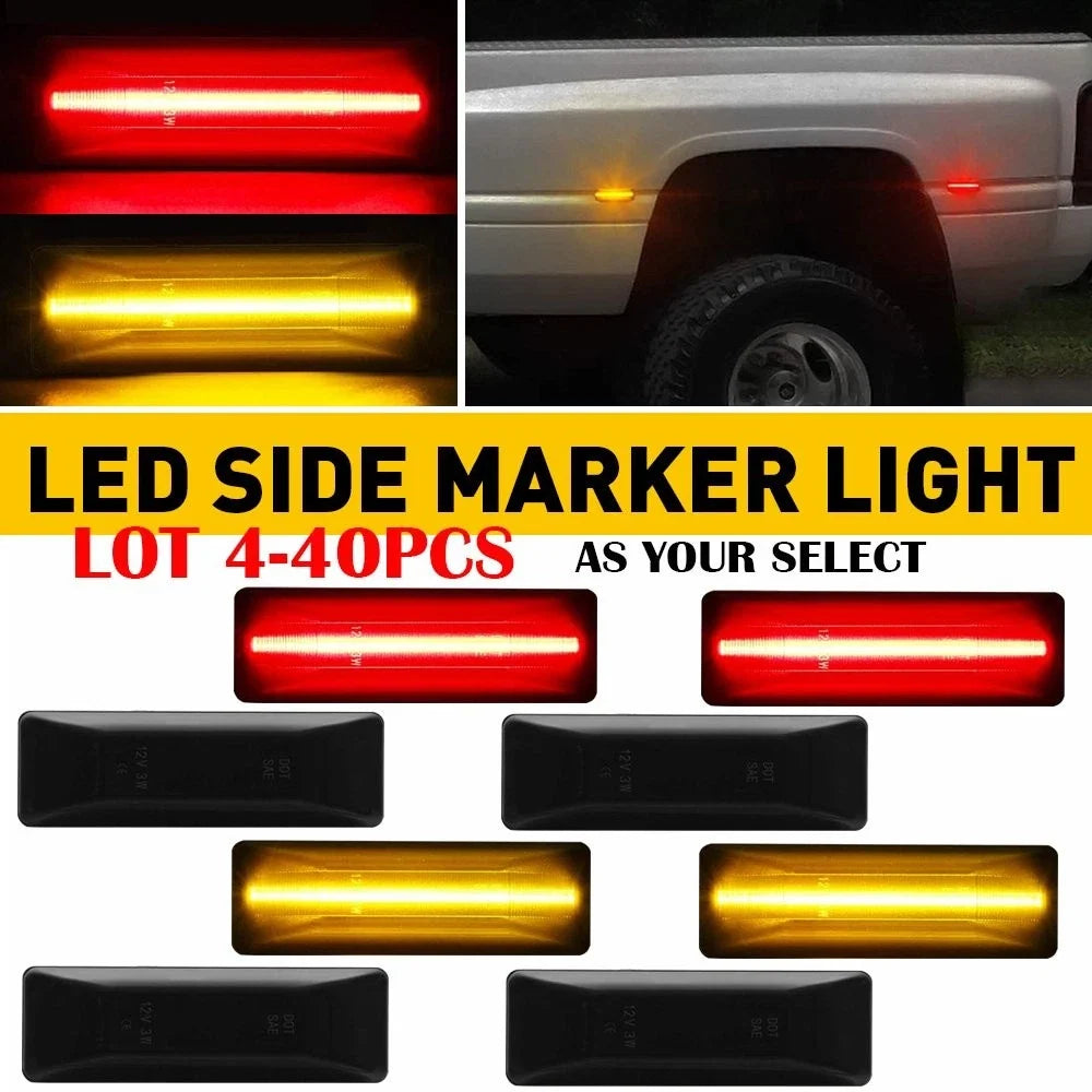 Set of 4 Smoke Lens Side Marker Light Assembly for Dodge Ram 1500 2500 3500 (1994–2002)