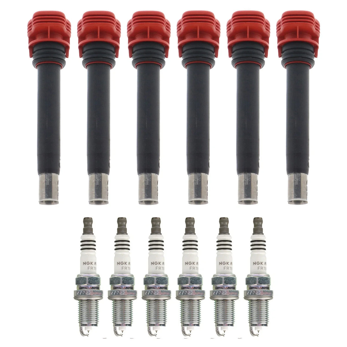 Set of 6 Ignition Coils & NGK Ruthenium HX Spark Plugs for Audi A4 Q5 Q7 (2009–2016)