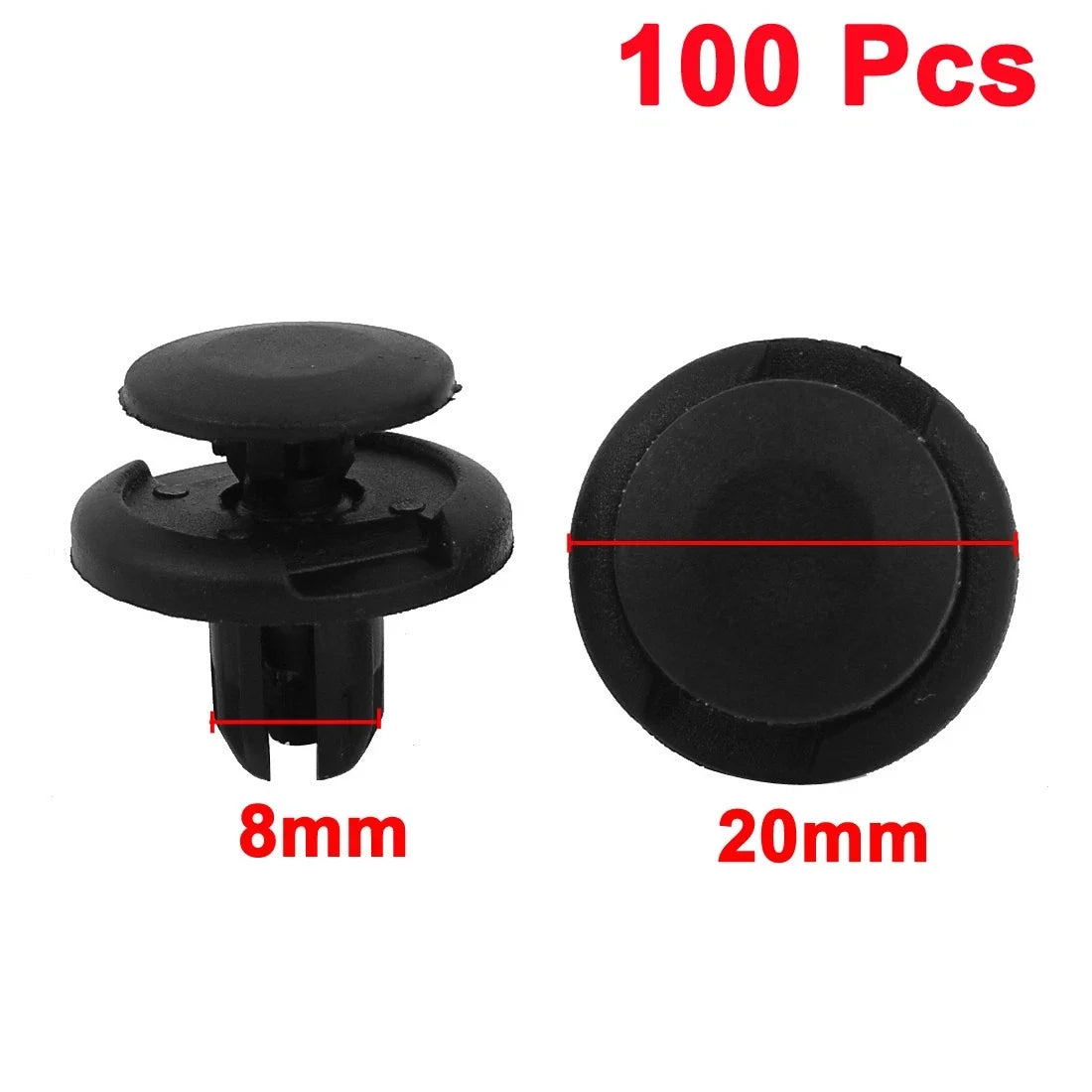 100 Pcs 8mm Hole Black Plastic Rivet Push Clip for Honda