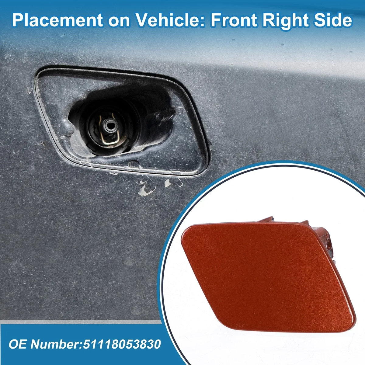 Bumper Headlight Washer Nozzle Cover Cap Right Side for BMW 1 Series