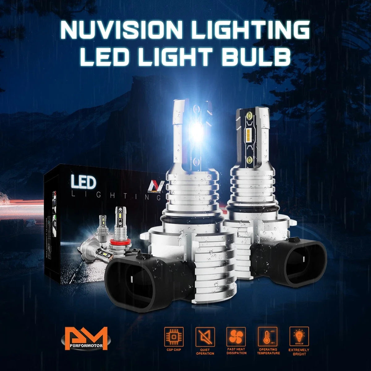 LED Headlight Bulb 9006 (HB4) for NUVISION - 2400 Lumens