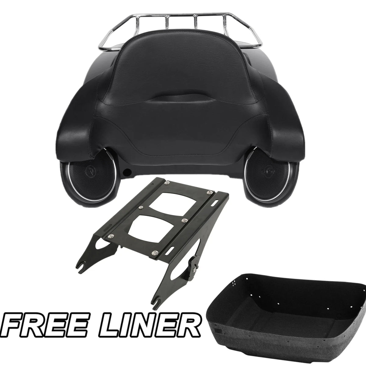 Speaker Mount Rack Trunk Pad for Harley Touring 2014-2025 - Matte Black
