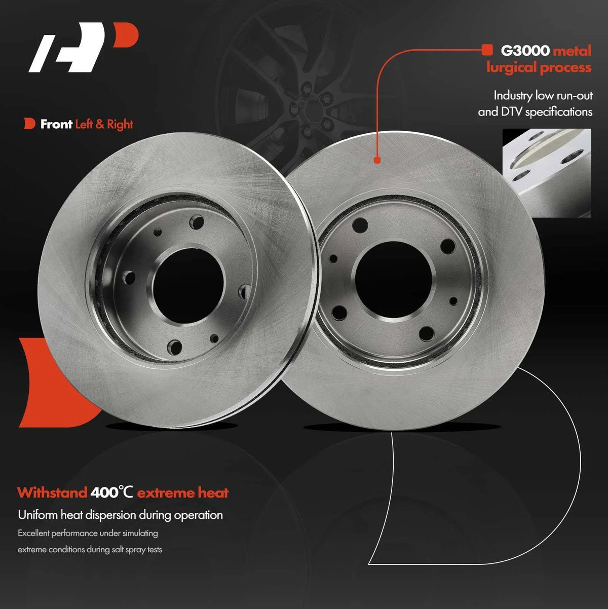 Front Brake Pads and Disc Rotor Set for 2001-2002 Kia Optima