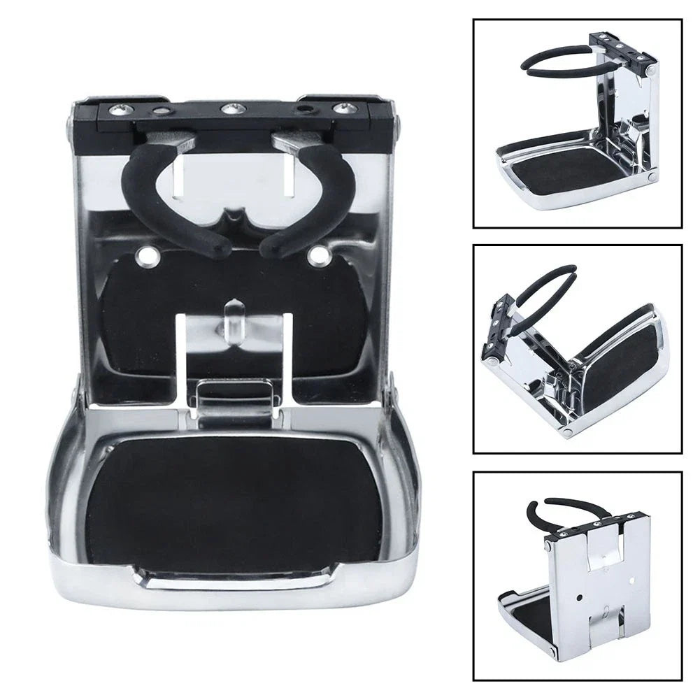 Folding Cup Holder for RV Boat Truck Yacht (304 Stainless Steel, 4.3in x 4in)
