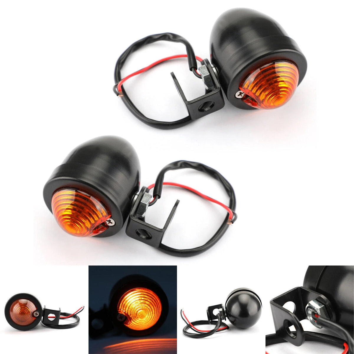 Universal Motorcycle Mini Turn Signal Light Pair (Vintage) - 2X