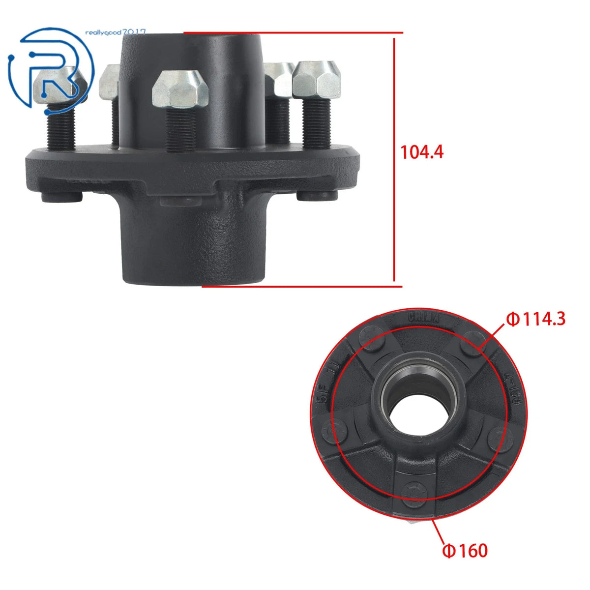 Trailer Wheel Hub Kit 5 on 4.5" for 2000 lbs Axle (L44649/L44610)