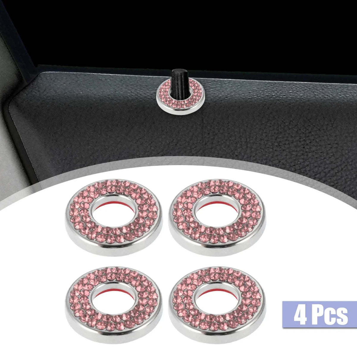 Set of 4 Pink Bling Car Door Lock Stickers for Mercedes Benz E C Class GLC (2015–2019)