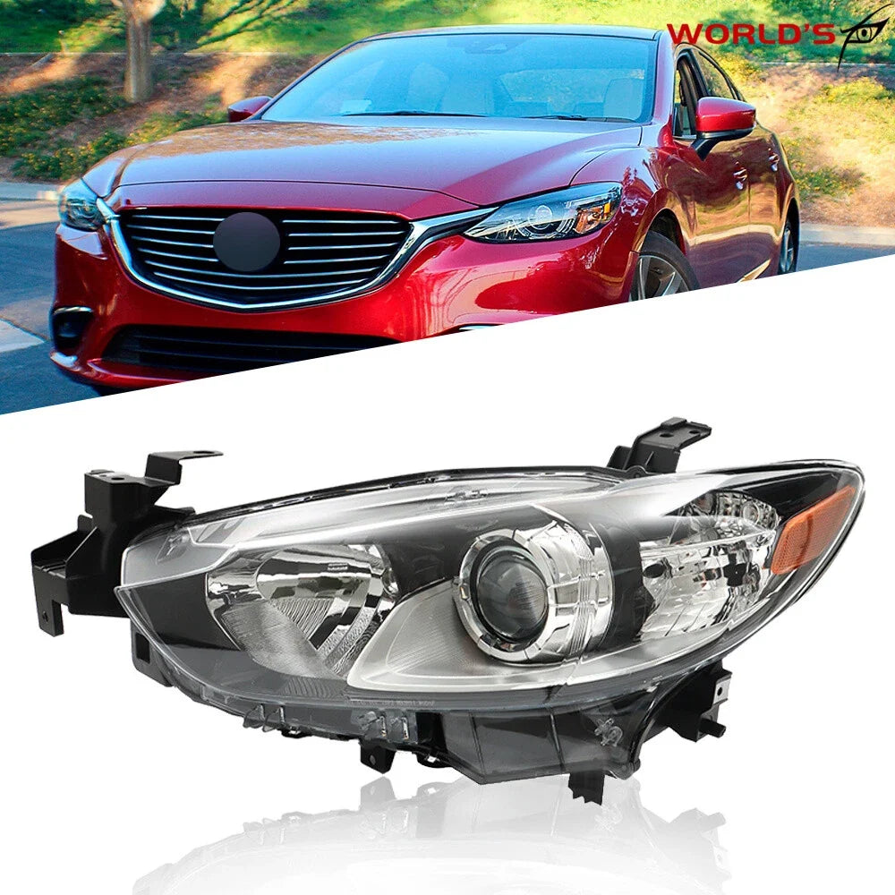Left Headlight for Mazda 6 (2014–2017) Halogen Clear Lens Black Housing
