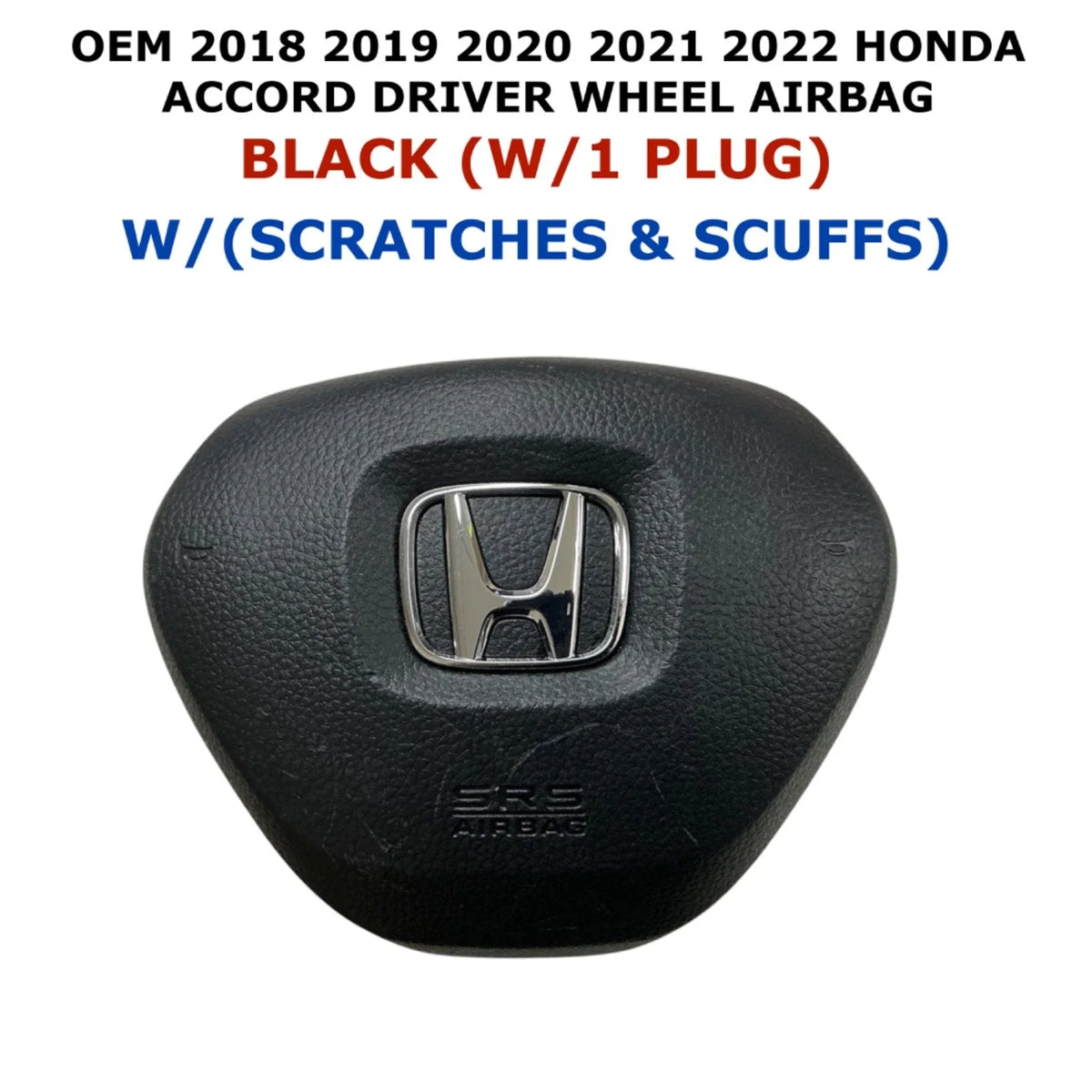 Driver Wheel Airbag Black W/1 Plug for Accord (2018-2022)