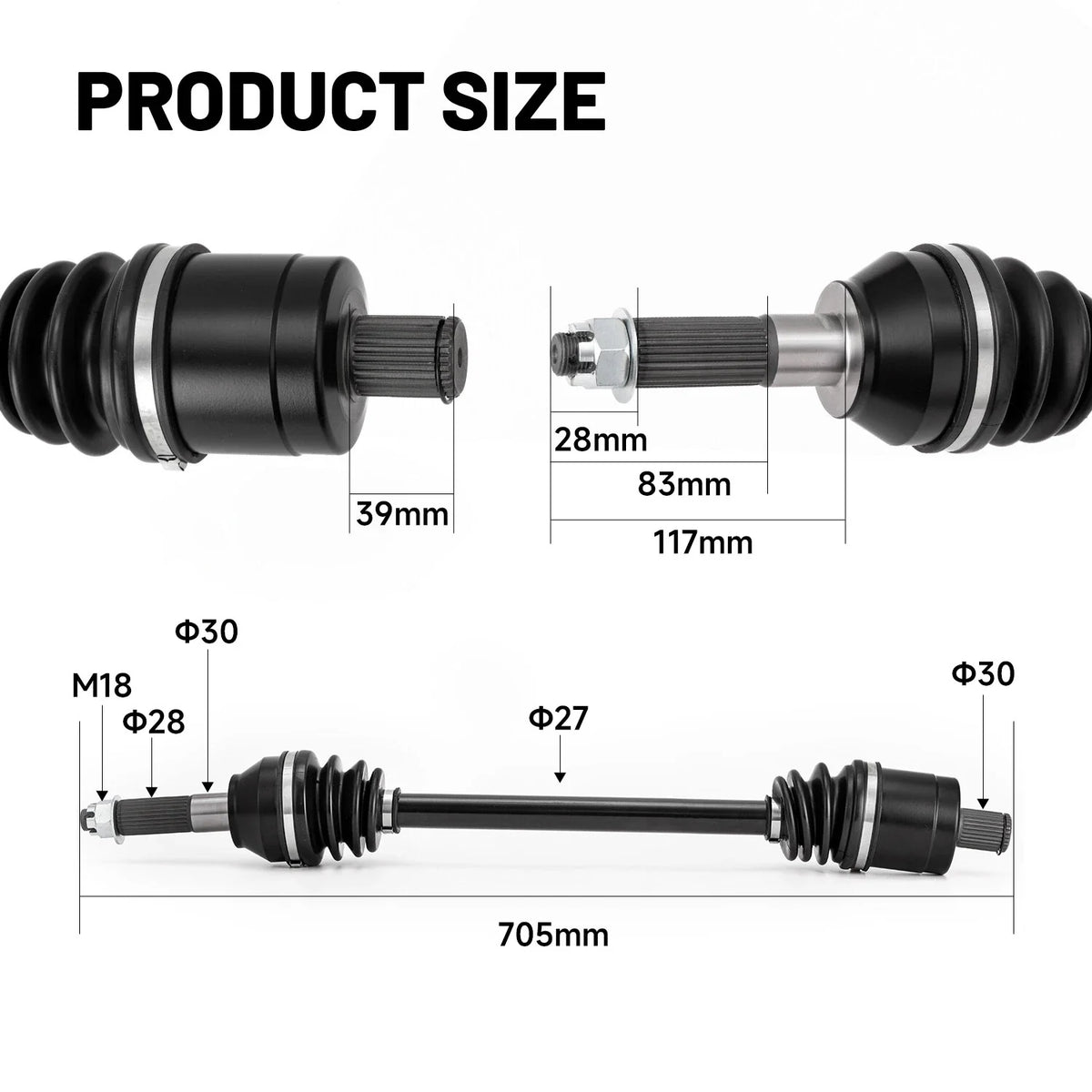 Rear Drive Shaft CV Axle for Polaris Ranger XP Crew 900/1000 Diesel 2019-2022