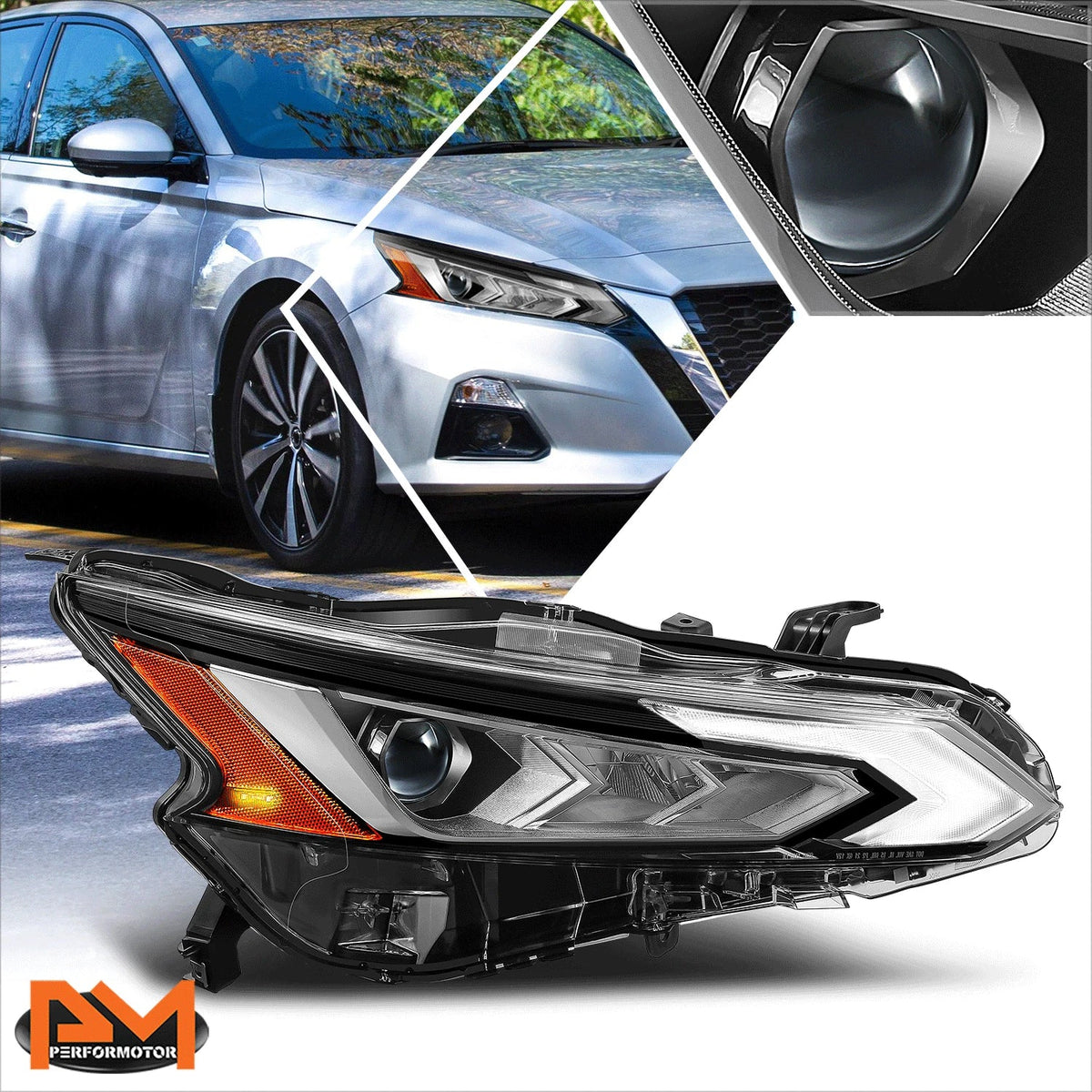 Chrome Finish LED Projector Headlight for Nissan Altima 2019–2022
