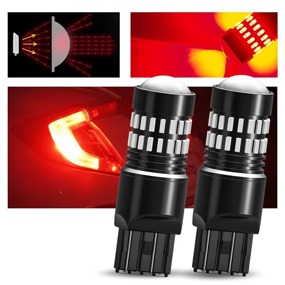 LED Red Strobe Brake Tail Parking Light Bulbs 7443 7440 - 2 Pack