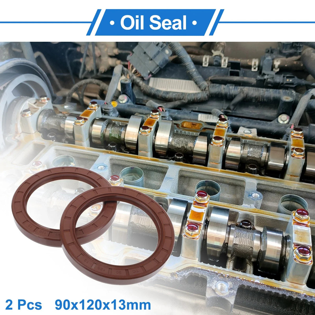 Set of 2 Oil Seal Rotary Shaft Seal FKM Rubber 90x120x13mm
