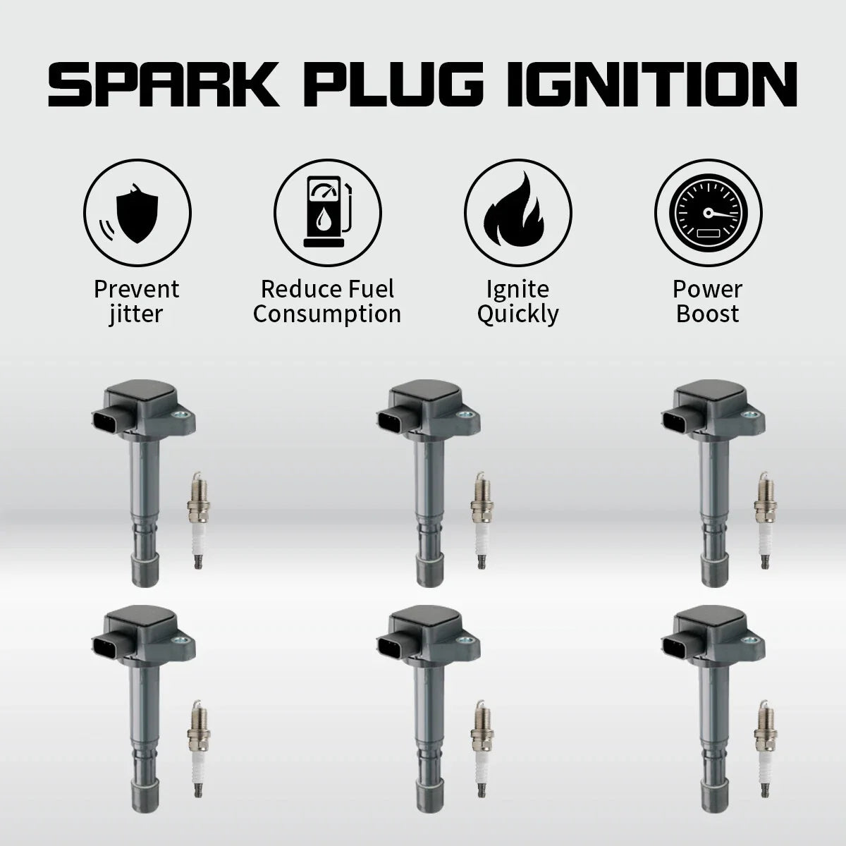 Set of 6 Ignition Coils & Spark Plugs for Honda Accord Acura TL 03-07