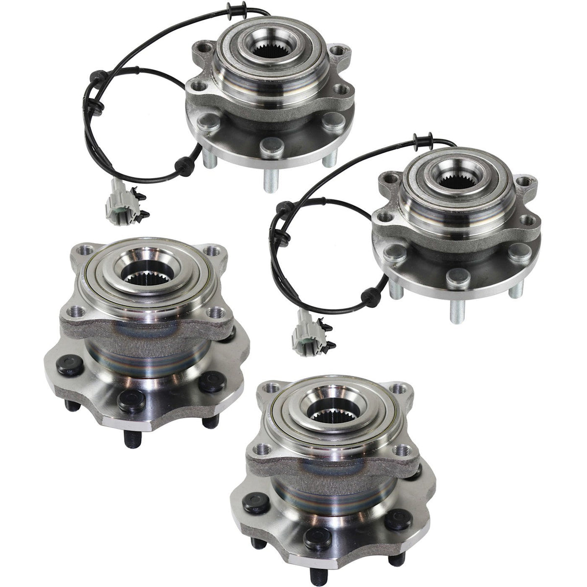 Front/Rear Wheel Hubs with Bearing & Sensor for 2005-2012 Nissan Pathfinder