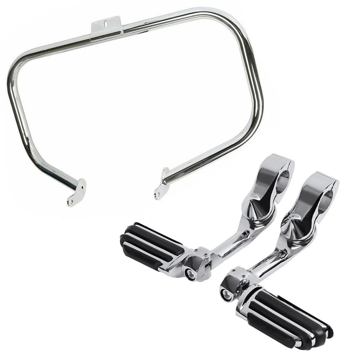 Crash Bar Engine Guard & 1.25" Highway Foot Pegs for Harley Softail 2000-2017