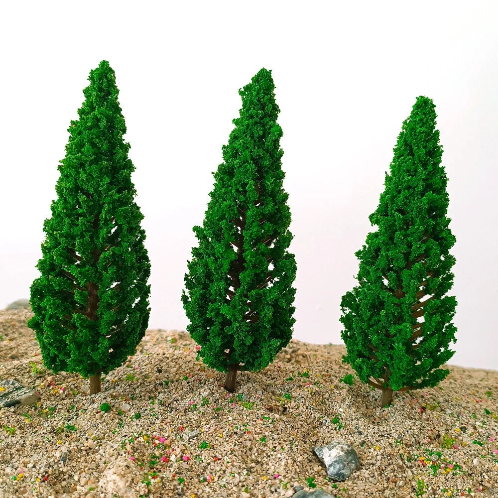 10pcs Miniature Pine Trees for Scenic Garden Park Railway
